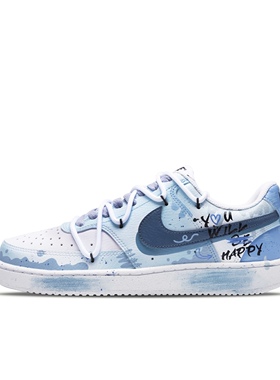 【定制球鞋】Nike Court Vision 云烟成雨 涂鸦 天蓝 CD5463-101