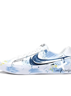 【定制球鞋】Nike Court Royale 秩序风暴 手绘 蓝系色BQ4222-103