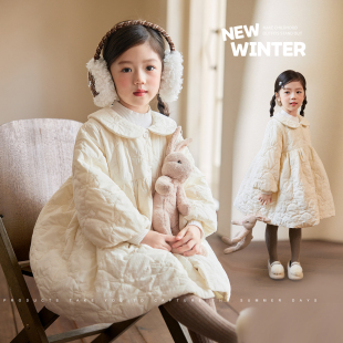棉服女 新款 宝宝可爱夹棉外套保暖连衣裙甜美2025冬季 小o宝okids