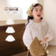 女童长袖 小O宝童装 新款 女娃娃领2026春季 衬衣上衣 宝宝白色衬衫