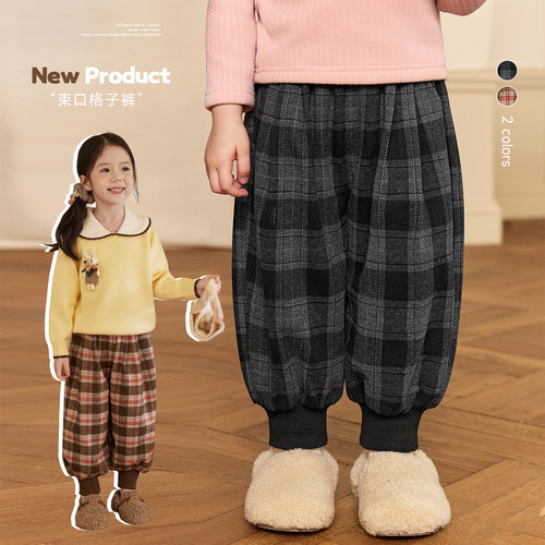 小O宝Okids童装女宝宝束脚格子裤