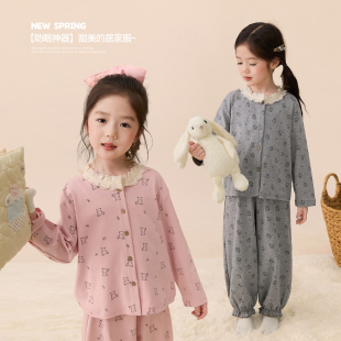 新款 睡衣女甜美可爱2026春季 女童家居服 宝宝蕾丝娃娃衫 小O宝童装