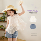 儿童漂亮套装 小O宝Okids童装 女童薄款 女夏新款 宝宝蕾丝镂空套装