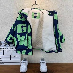 加棉 夹克派克服儿童棉袄洋气秋冬款 男童冬装 外套加绒加厚宝宝冬季