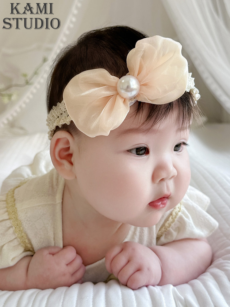 韩版婴幼儿满月公主头花女宝宝蝴蝶结百天头饰婴儿发带女婴发饰夏