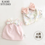 3月婴儿帽子春秋女宝宝护囟门胎帽初生无骨A类新生儿包头帽满月