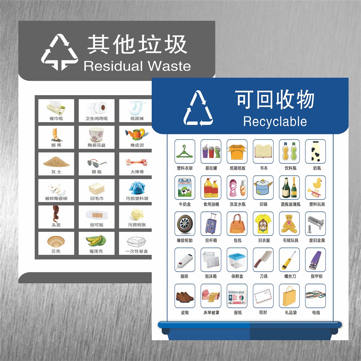 纸塑料金属旧衣物明细表回收站废物利用宣传海报其他其它垃圾不干胶贴