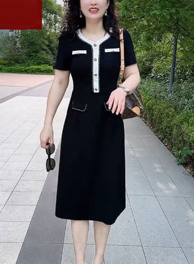 高档中年妈妈优雅小香风连衣裙女