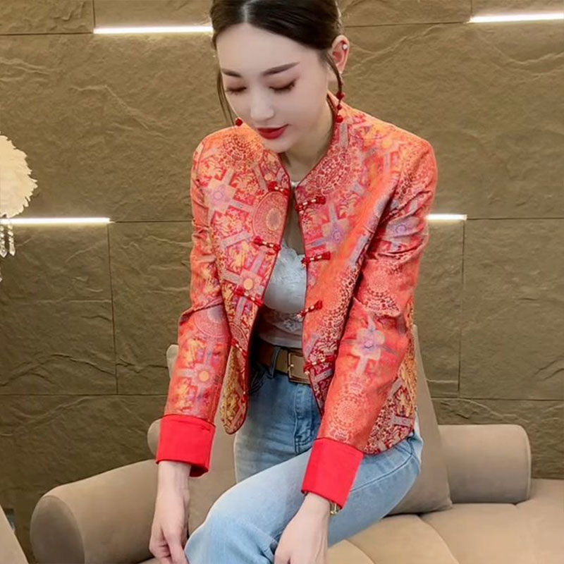 国潮新中式妈妈立领外套女九分袖