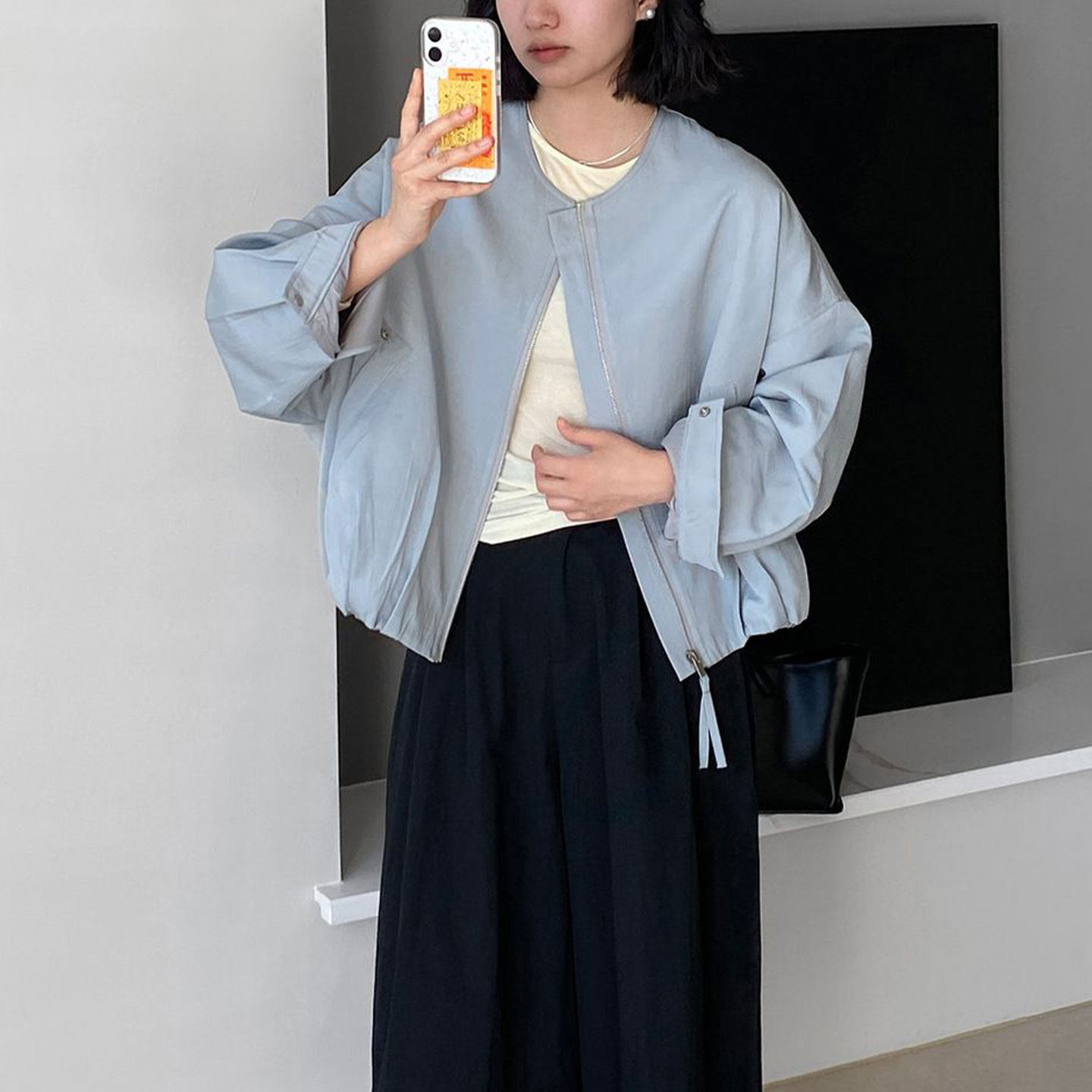 2025春秋季新款圆领纯色夹克外套女装时尚百搭宽松休闲长袖棒球服