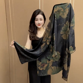 时尚 新款 宽松休闲中年妈妈衬衣 印花开叉外套女2024秋季 高档中长款