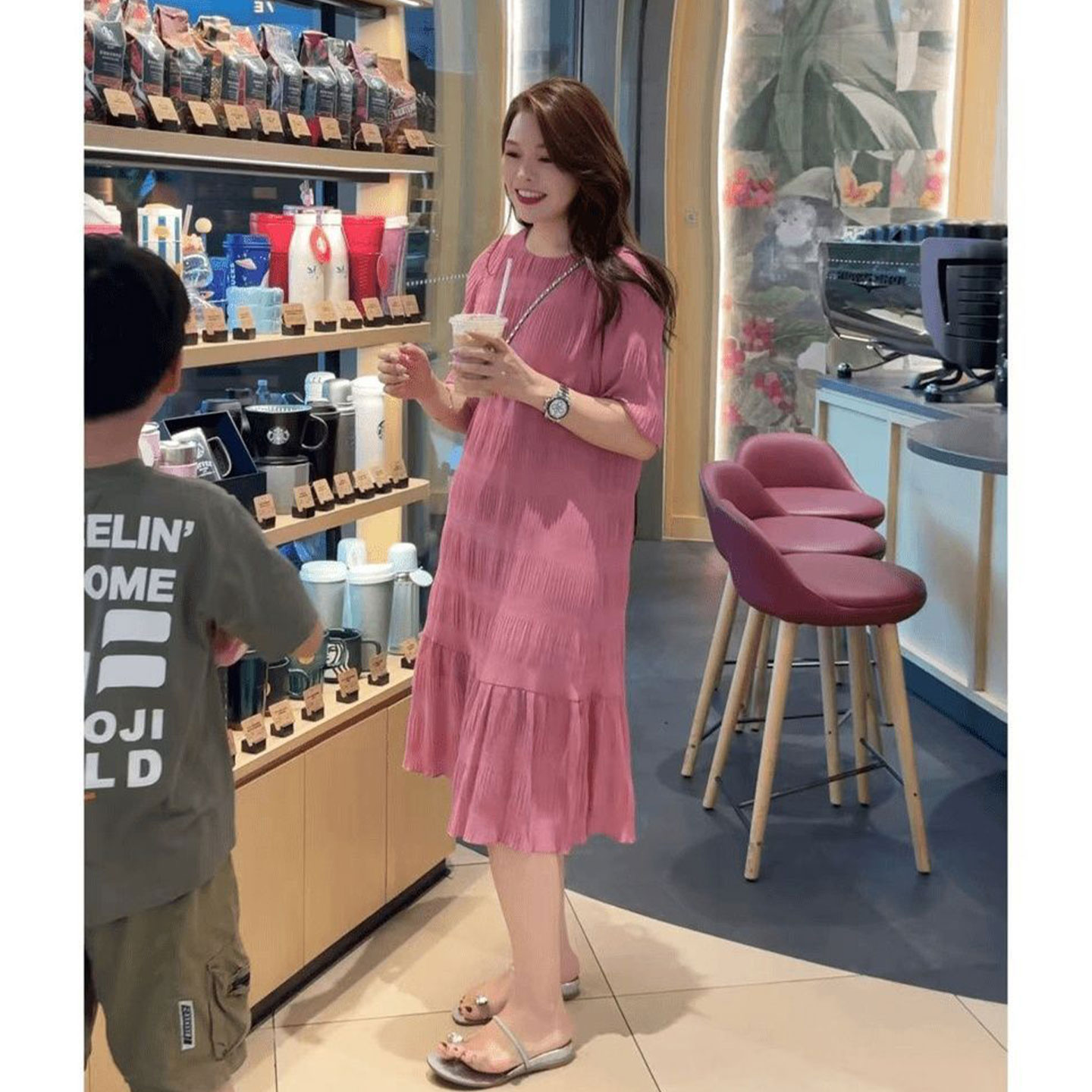 法式温柔风减龄妈妈短袖连衣裙女