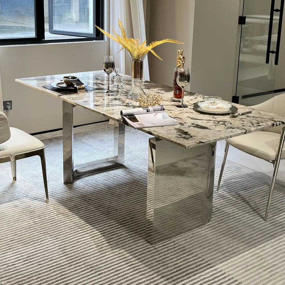 天然潘多拉奢石餐桌长方形高级感