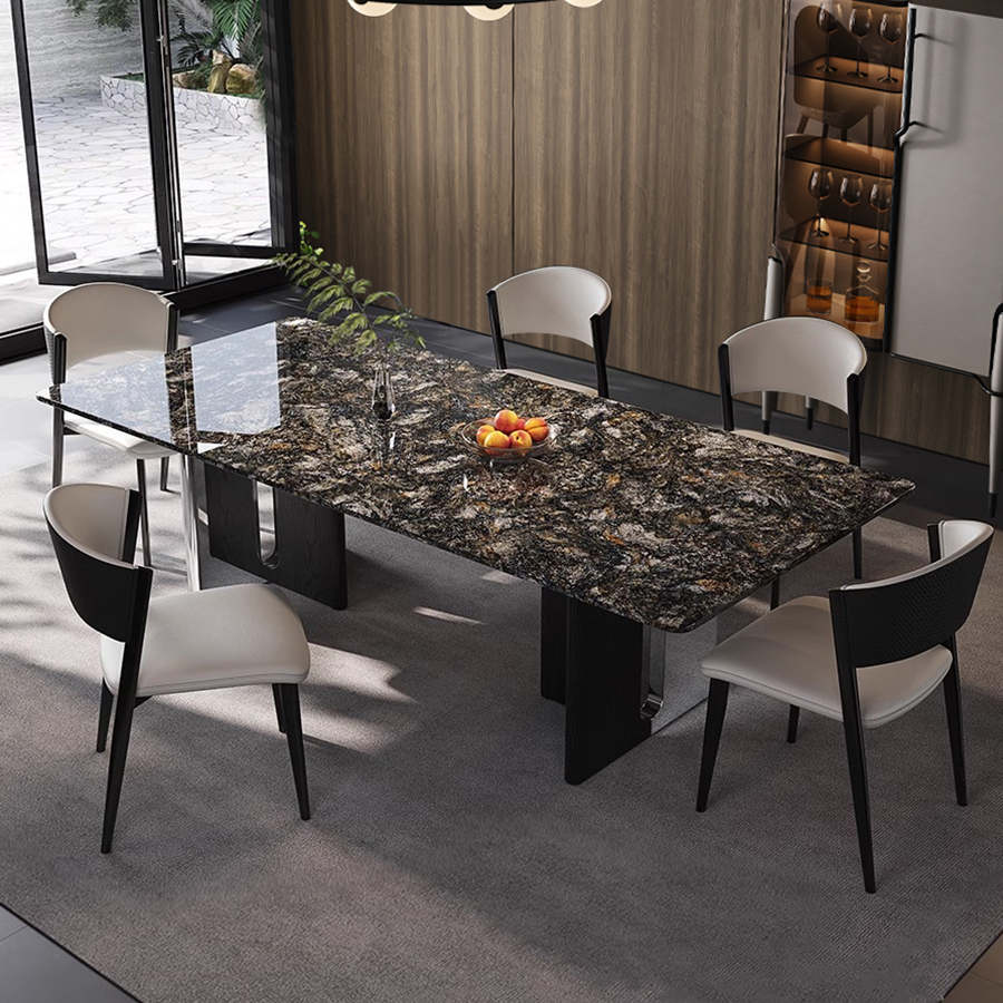 铂金钻奢石小户型长方形餐桌