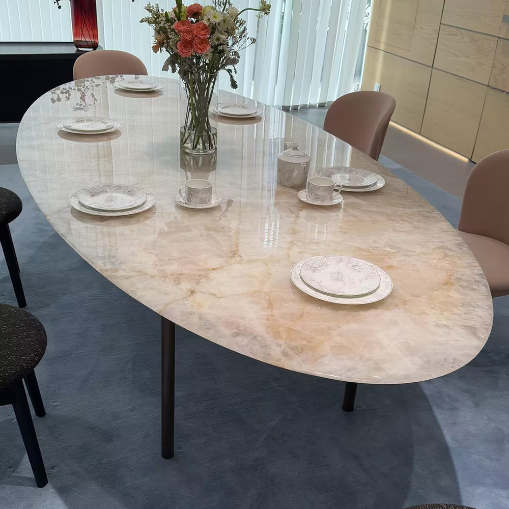 天然潘多拉大理石椭圆形轻奢高端吃饭桌子高端可定制别墅奢石餐桌,住宅家具,大理石餐桌,淘宝优惠券,粉丝福利购,淘宝优惠卷