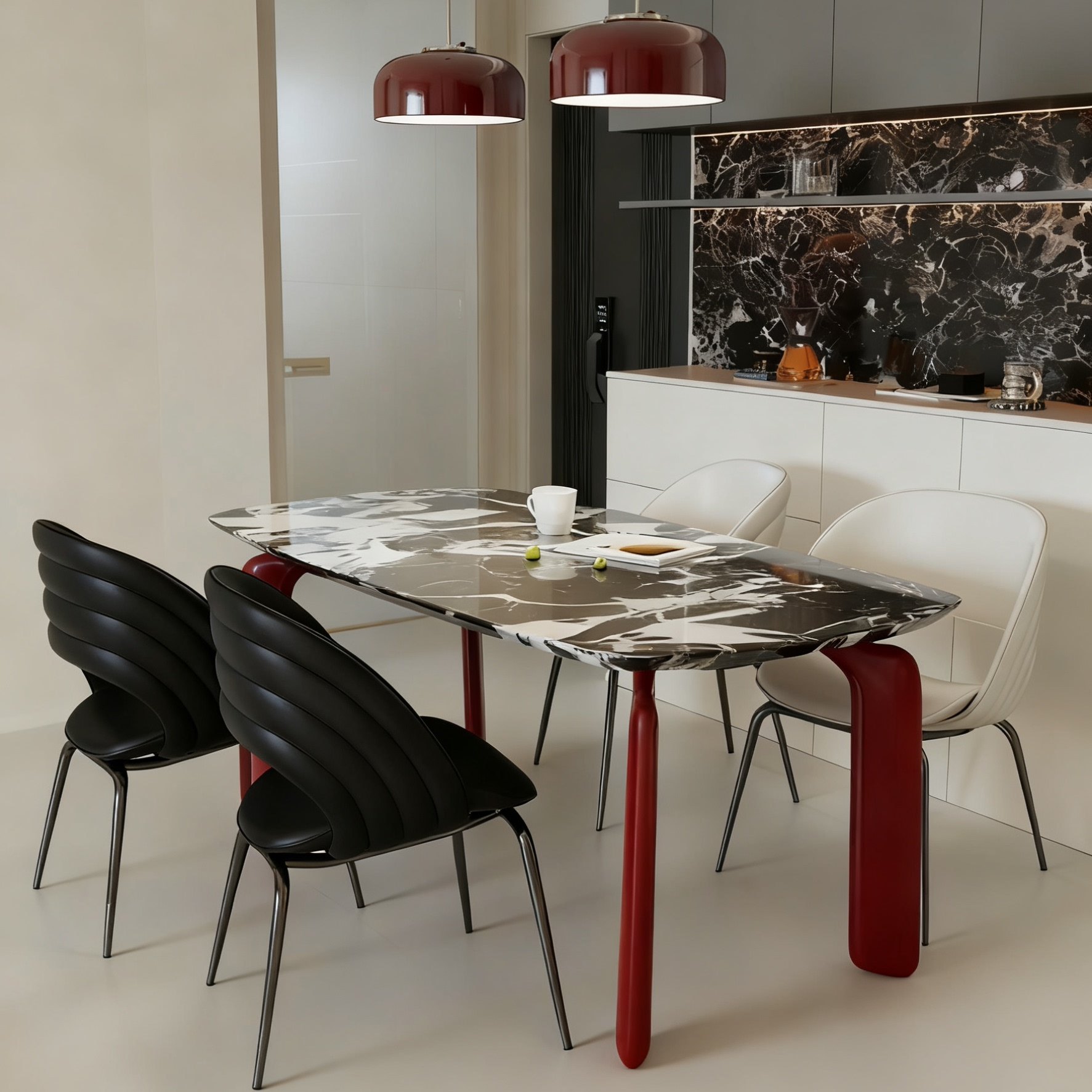 多芬奇宝格丽黑奢石餐桌意式极简风轻奢餐厅家用别墅长方形形餐桌,住宅家具,大理石餐桌,淘宝优惠券,粉丝福利购,淘宝优惠卷