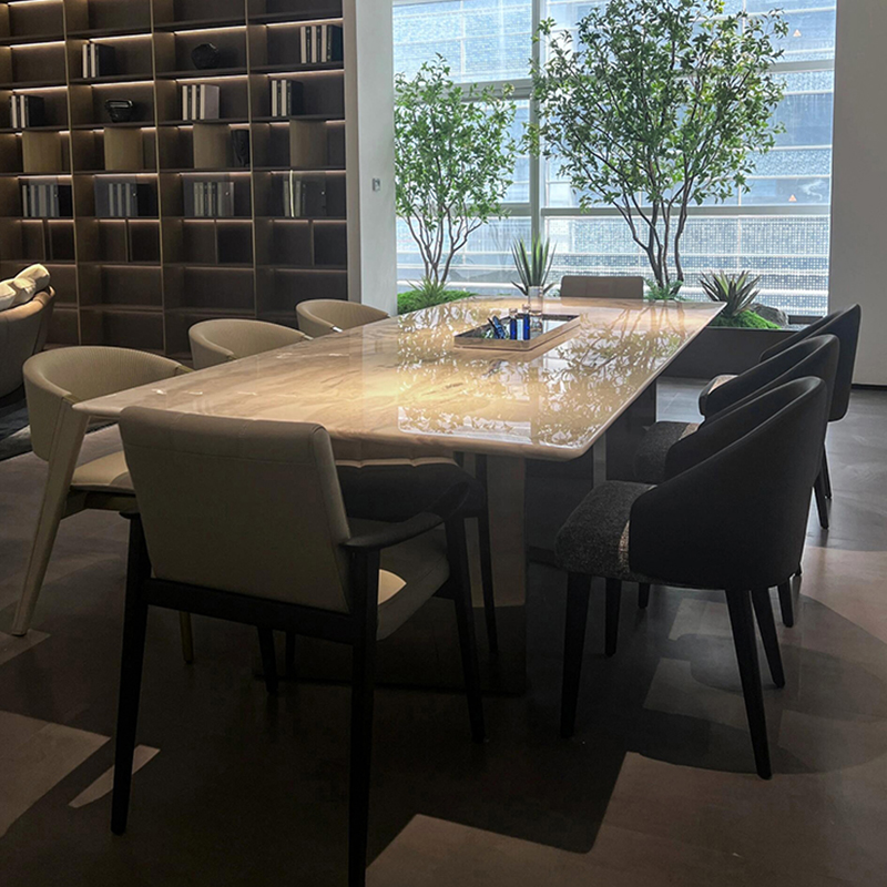 毕加索奢石长方形大理石餐桌