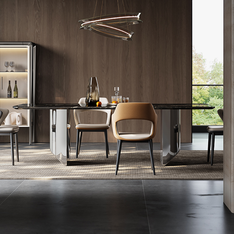 轻奢宇宙黑大理石定制餐桌