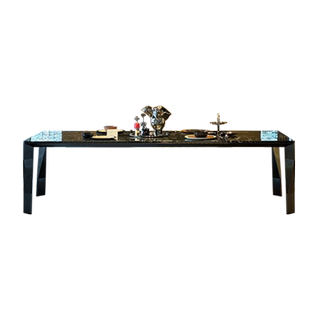 特价天然普拉达绿奢石餐桌意式极简别墅客厅轻奢高级长方形餐桌椅