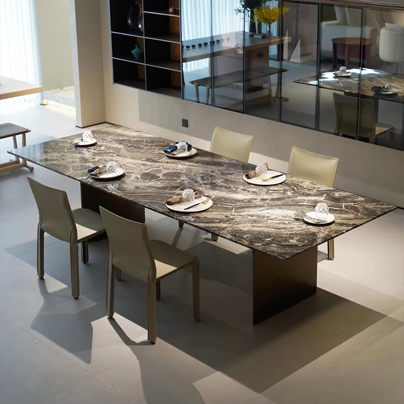 天然大理石威尼斯棕餐桌椅