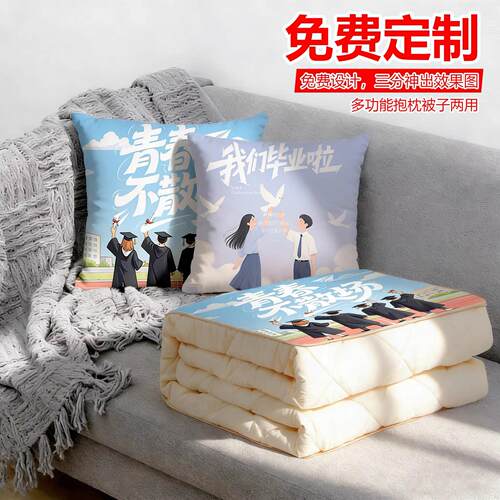 DIY来图定制抱枕被子两用多功能夏凉被汽车午睡沙发靠垫空调被子