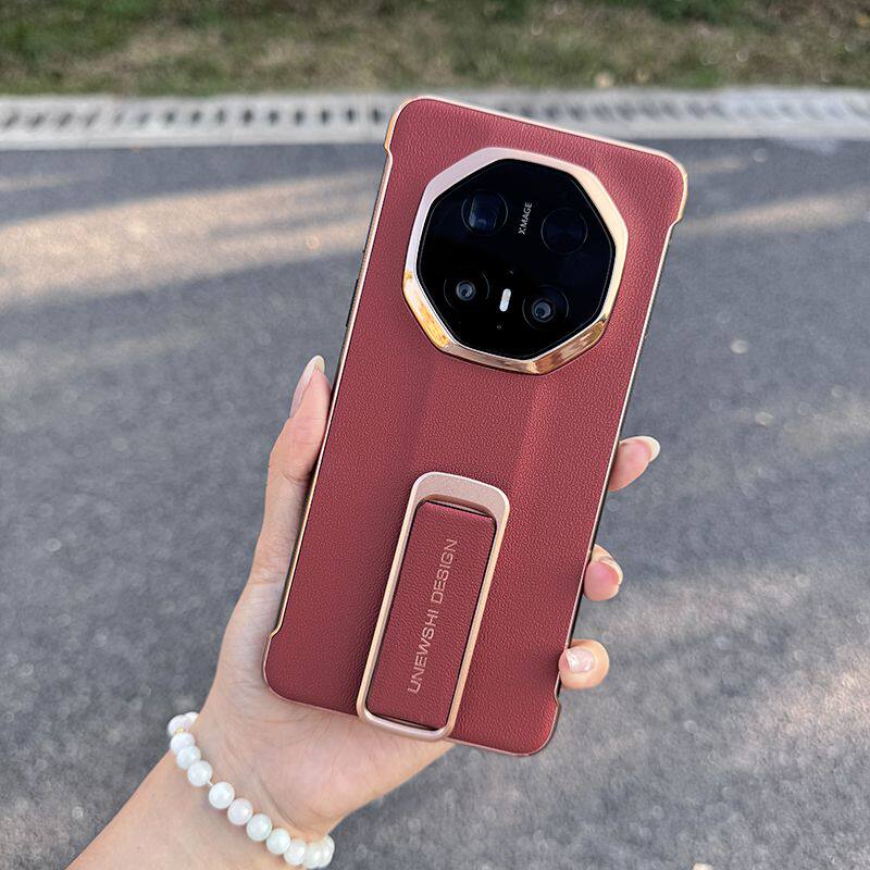 适用于华为mate70rs非凡大师手机壳创意新款高档真皮腕带支架超薄60pro保护套防摔半包无边框高级感商务男女
