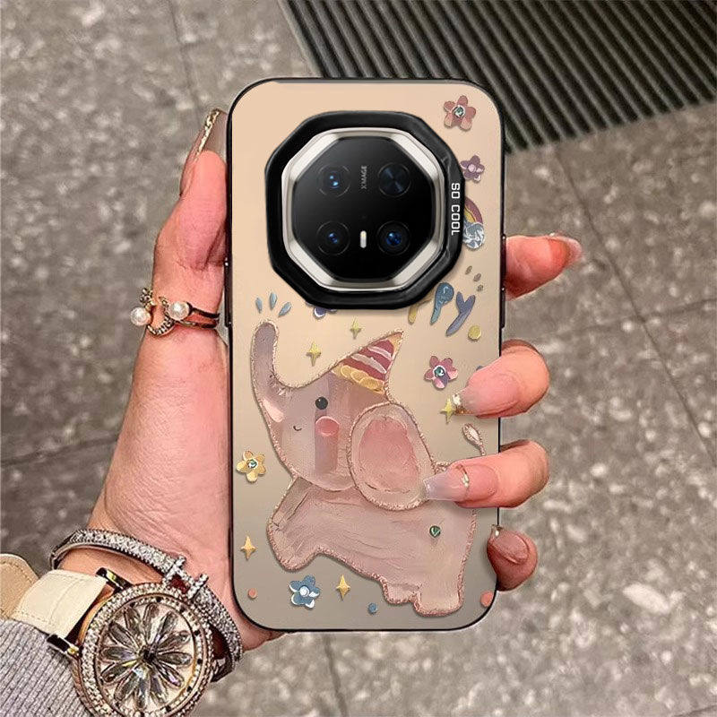 适用于华为mate70rs非凡大师手机壳新款可爱小飞象卡通油画风少女高级感60rs全包防摔保护套超薄磨砂创意小众