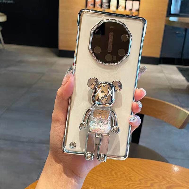 适用华为保时捷mate40rs手机壳可爱糖豆熊支架潮牌卡通50rs保护套半包无边框60非凡大师pro超薄透明个性新款