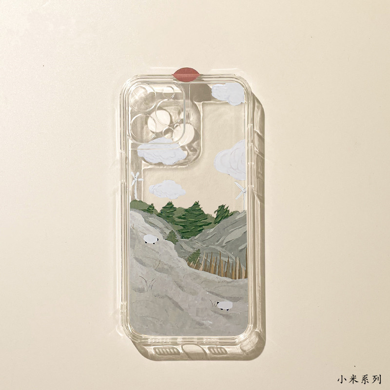 文艺山树小米12手机壳透明11/10s红米9a/小米6潮女cc9红米k40/k30/k20适用k50pro/Note10红米note11/8pro/7套