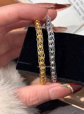 欧美爆闪925银单网绕线镭射珠手链编织造型轻奢时尚高级感设计感