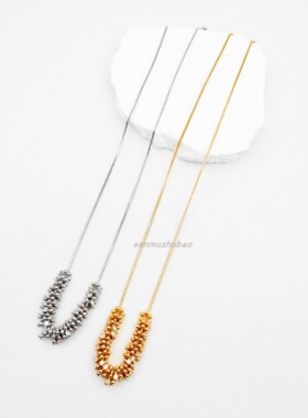 麦穗U形时髦镶钻圆珠项链