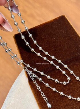 极简欧美风设计感大小光珠长款项链素链百搭时尚轻奢气质毛衣链