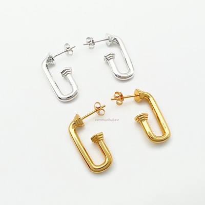 欧美bv萨克斯造型耳钉简约个性百搭冷淡风S925银耳环气质新款耳饰