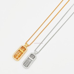 925银复古中国风金店新款古法沙金新中式平安如意满钻算盘项链女