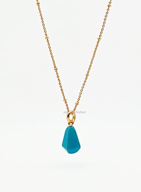 绿玛瑙青金石绿松石锥形宝石项链