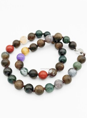 文艺东方风新中式复古925银虎眼马来玉天然沉香玛瑙串珠项链气质