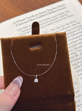 仙女风S925纯银单钻鱼线项链人鱼之泪隐形高级感简约轻奢锁骨链女