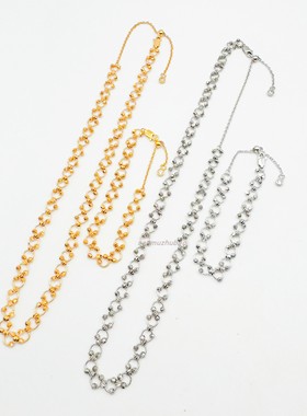 意大利镭射三珠花项链手链套装