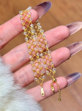 925纯银意大利蕾丝双排抽拉编织手链女蕾丝交叉轻奢高级欧美热卖