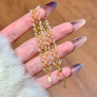 925纯银意大利蕾丝双排抽拉编织手链女蕾丝交叉轻奢高级欧美热卖