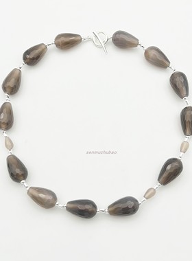天然灰玛瑙简约气质度假风项链