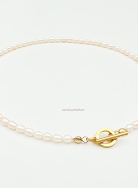 韩式天然淡水珍珠to扣项链简约时尚优雅轻奢锁骨链情人节日礼物女
