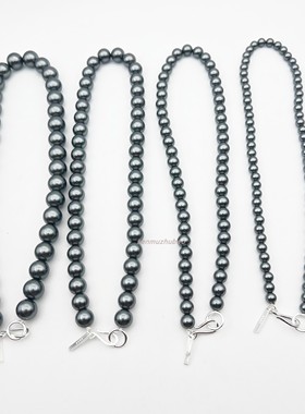 施家真多麻铂金银灰色倪妮同款珍珠项链女大溪地黑秋冬毛衣链颈链