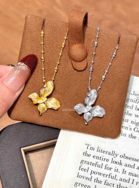 925纯银直播货源意大利拉丝工艺蝴蝶仙女项链小众轻奢气质项链女