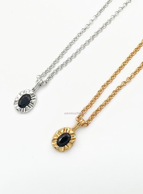 博主推荐S925银镀金韩国爆款项链高级精致感镶嵌黑色宝石锁骨链