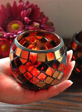 欧式橙金方块纯手工马赛克