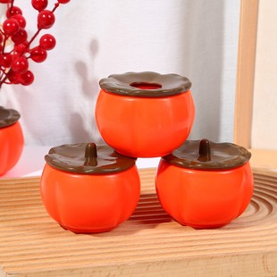 小号喜庆塑料花盆柿子花瓶冬青红果发财果婚礼喜庆装饰摆件