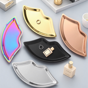 托盘家用扇形茶具盘摆件高级咖啡杯托盘金属创意餐厅餐盘装饰收纳