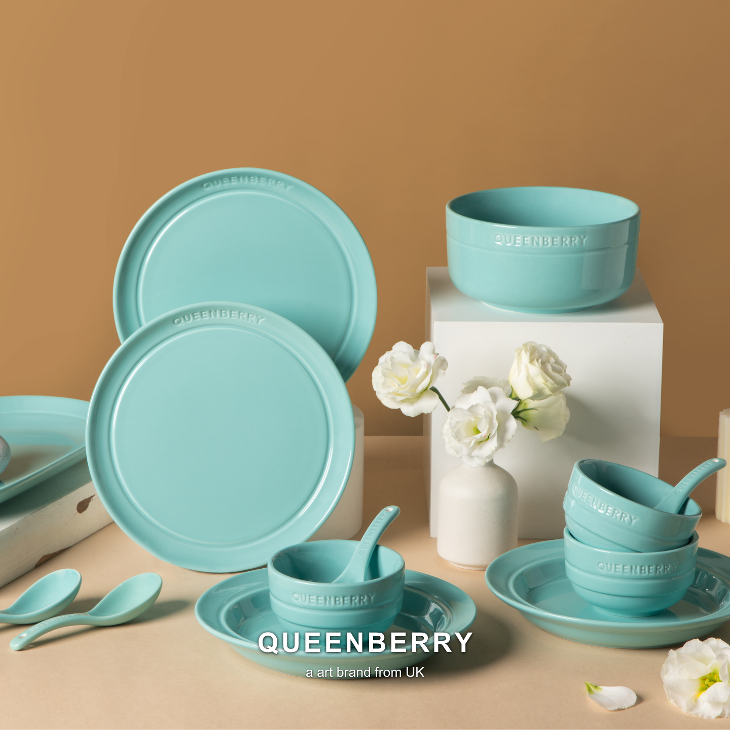 Queenberry库白釉下彩高级感餐具