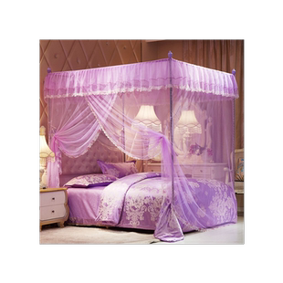 三开门蚊帐家用2024年新款卧室落地老式纹账免安装支架杆加粗加厚